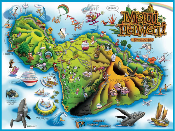 Maui Map by illustrator Steve Gray